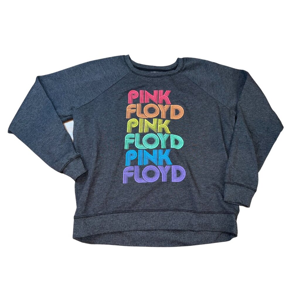 🎸 Pink Floyd Rainbow Crewneck Sweatshirt – Dark Gray Heathered (Women’s L)
